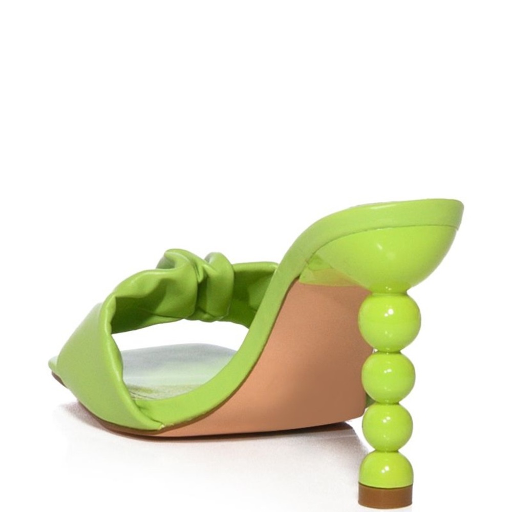 Azalea Wang Lime Green Vegan Leather High Heel Mule Sandal - Picture 2 of 3